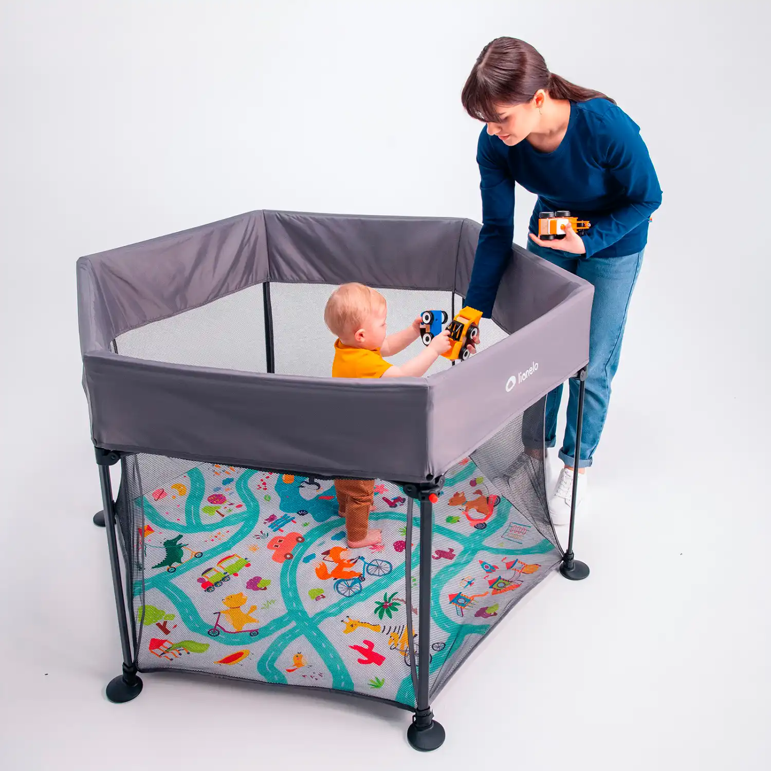 Дитячий манеж Lionelo Roel Blue navy